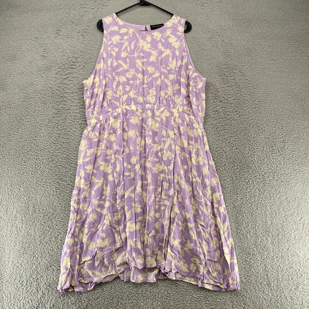 Lane Bryant‎ Dress Womens 22 Purple Floral Crinkle Fit Flare Sleeveless Midi